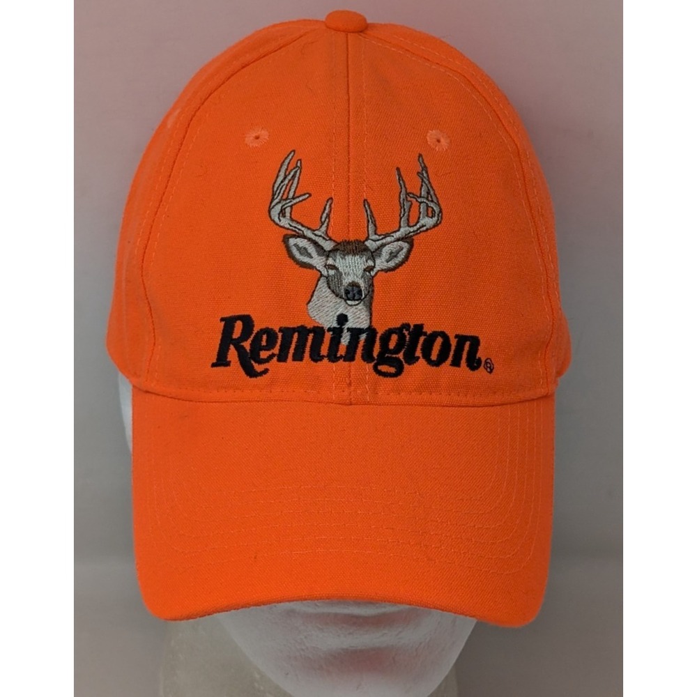 Vintage‎ Remington Orange Hunting Baseball Cap Hat Whitetail Deer Buck Y2K